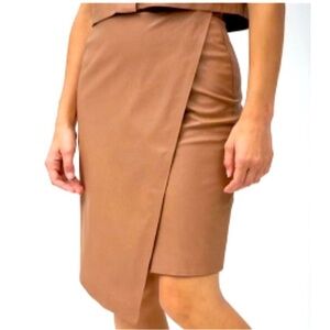 NWT n:Philanthropy Women’s Brown‎ Faux Leather Wrap Skirt Size Large